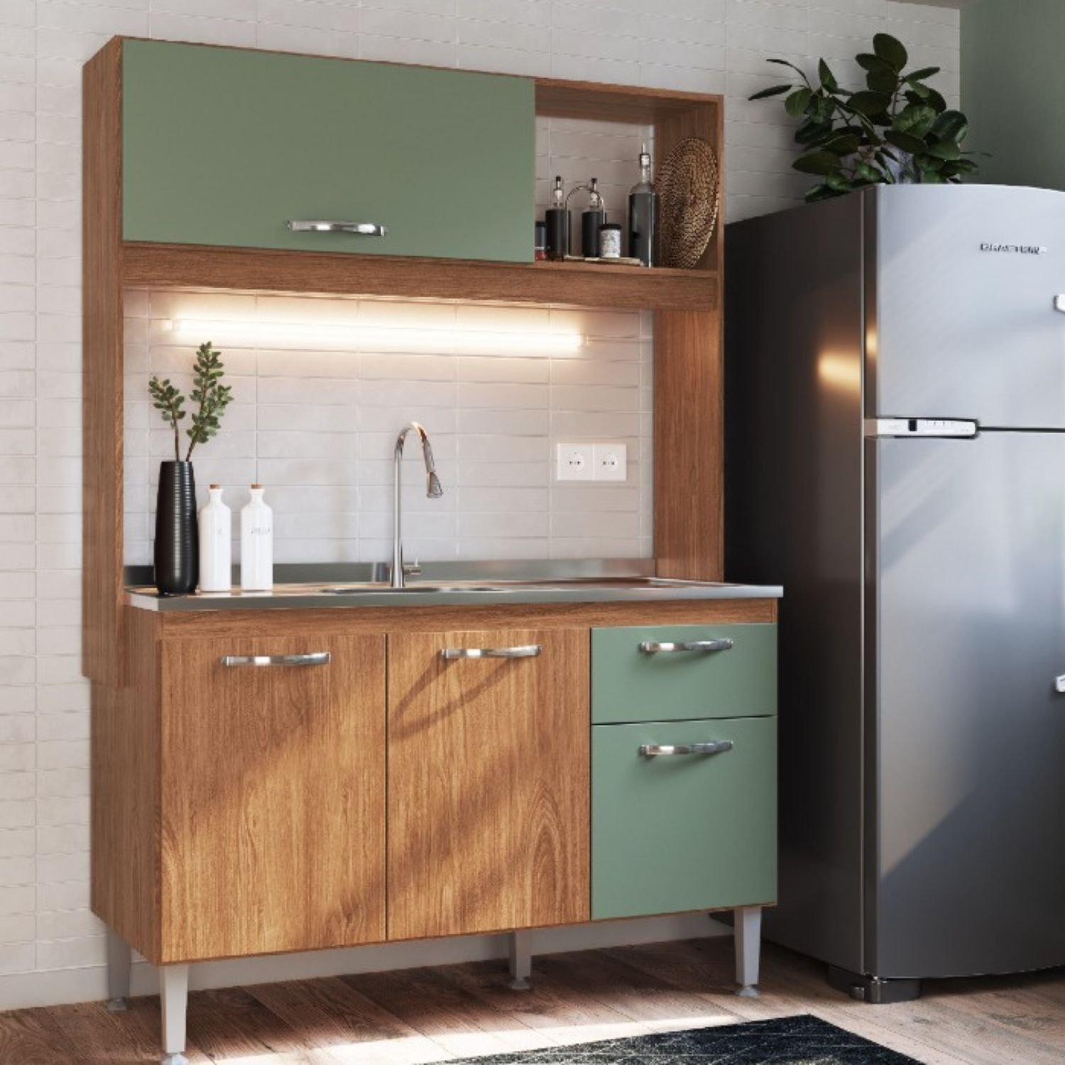 Cozinha Compacta Katy 1,20m Freijó/Oliva IRM