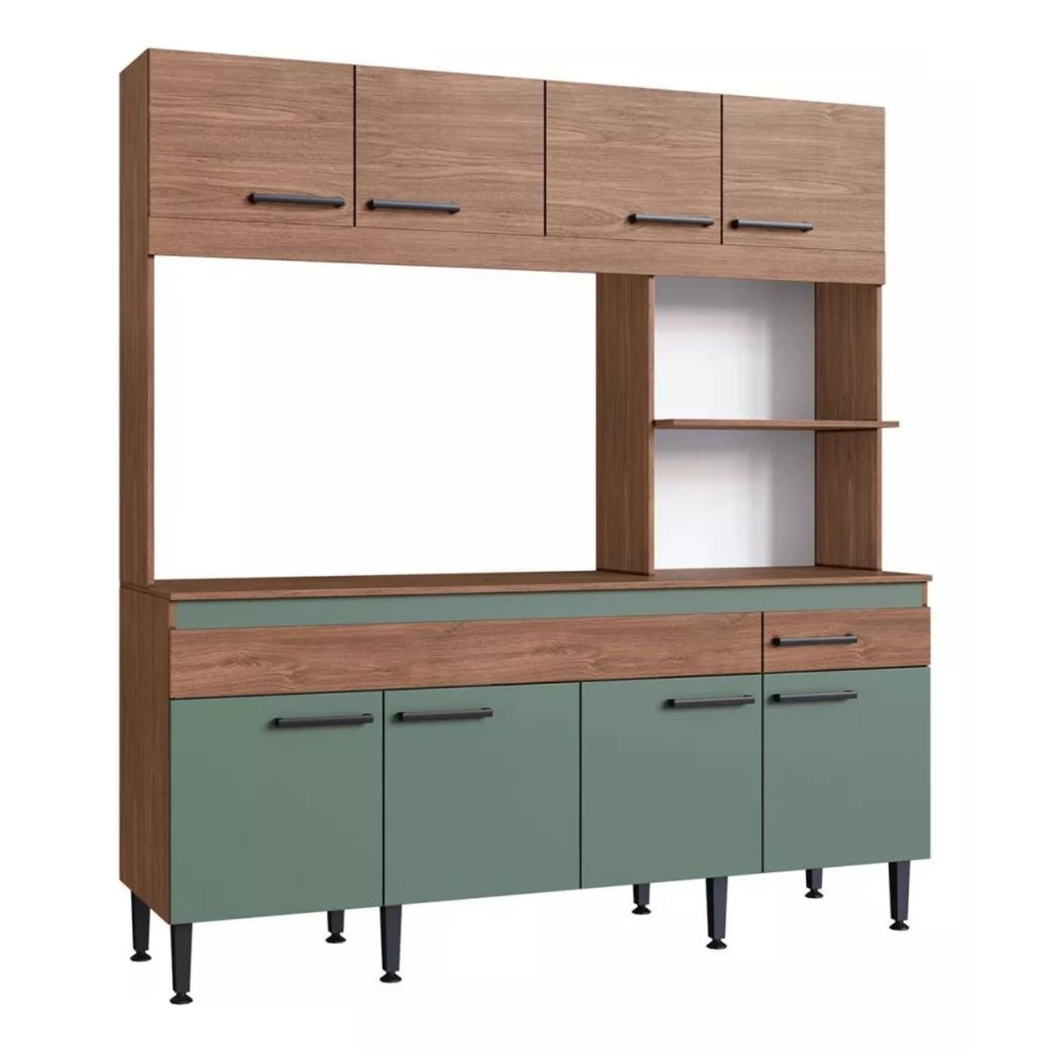 Kit Cozinha Compacta Luisa 1,85m Freijó / Oliva IRM