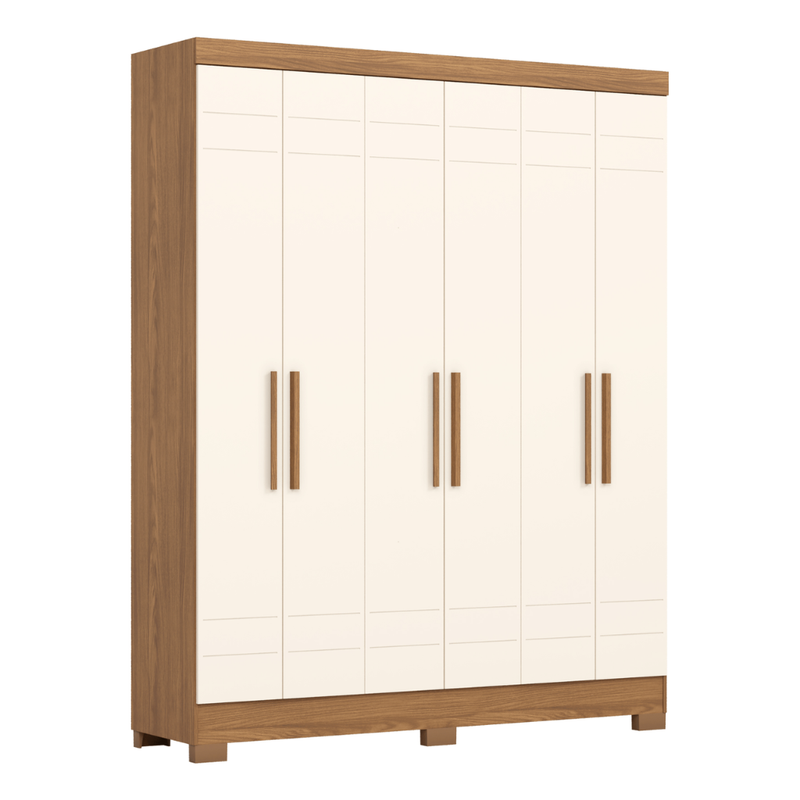 Roupeiro 6 Portas B369-127 1,60 Metros Nature / Off White Briz