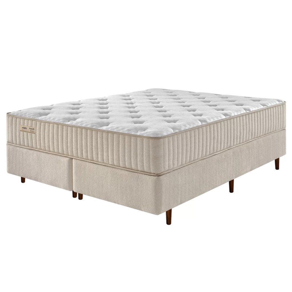 Conjunto Cama Box Pura Espuma Maze Queen 158x198x56 Ecoflex