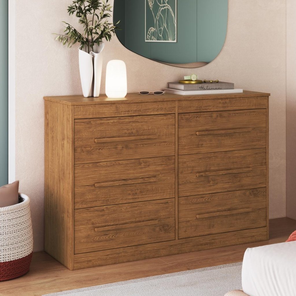 Cômoda 6 Gavetas 100% MDF Arizona Nogueira Doripel