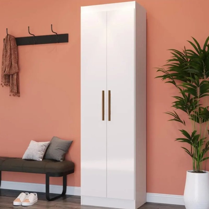 Roupeiro Multiuso 100% MDF 2 Portas + 1 Gaveta Branco Doripel