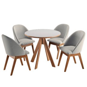 Conjunto Mesa Dallas Nude c/ 4 Cadeiras Isis Marrom Light Madetal