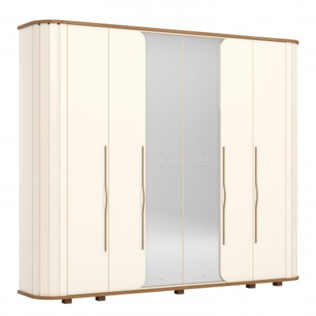 Roupeiro Guarda-Roupa Premium 2,70m 6 Portas Nature/Off White c