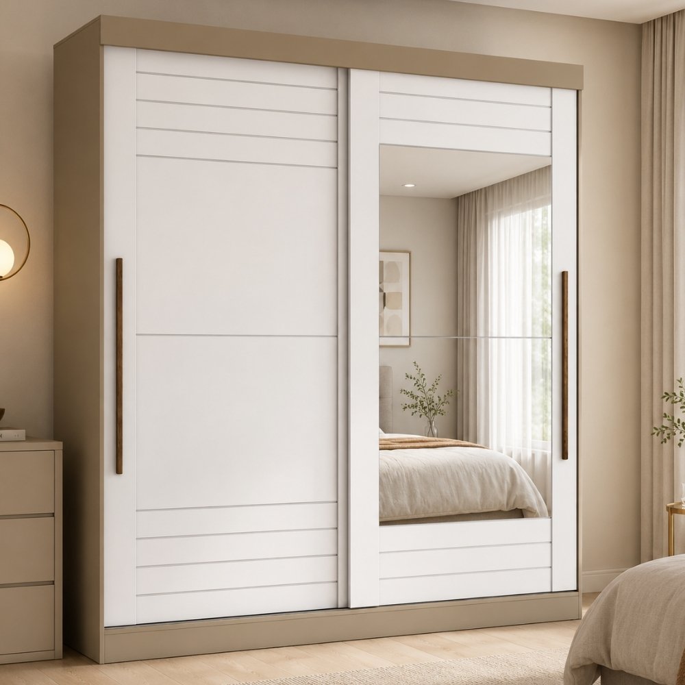 Roupeiro Montreal 2,20m 100% MDF Carvalho/Branco 2 Portas de